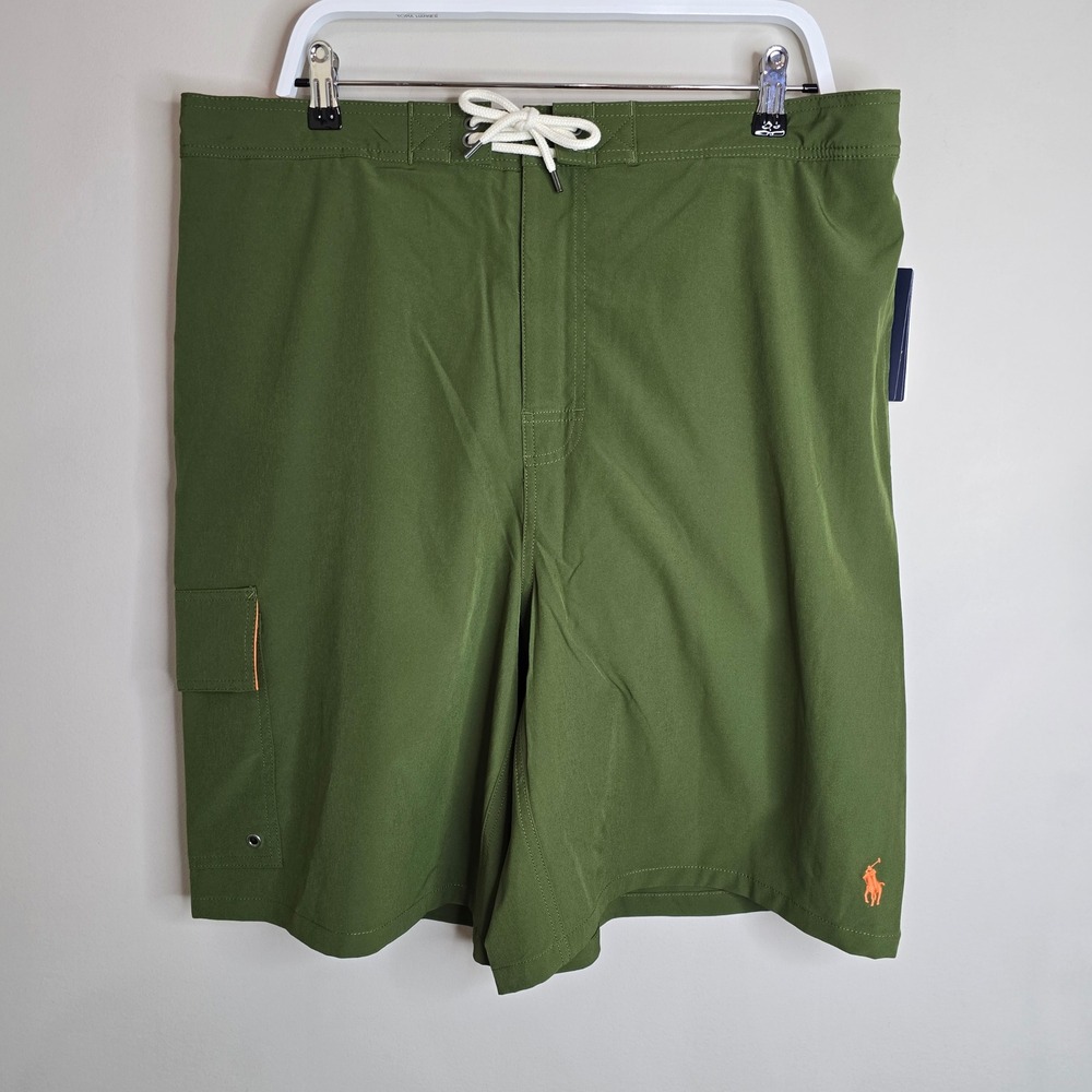 Polo Ralph Lauren Mens Green Cargo Swim Trunks Board Shorts Size Large Tall‎ NWT
